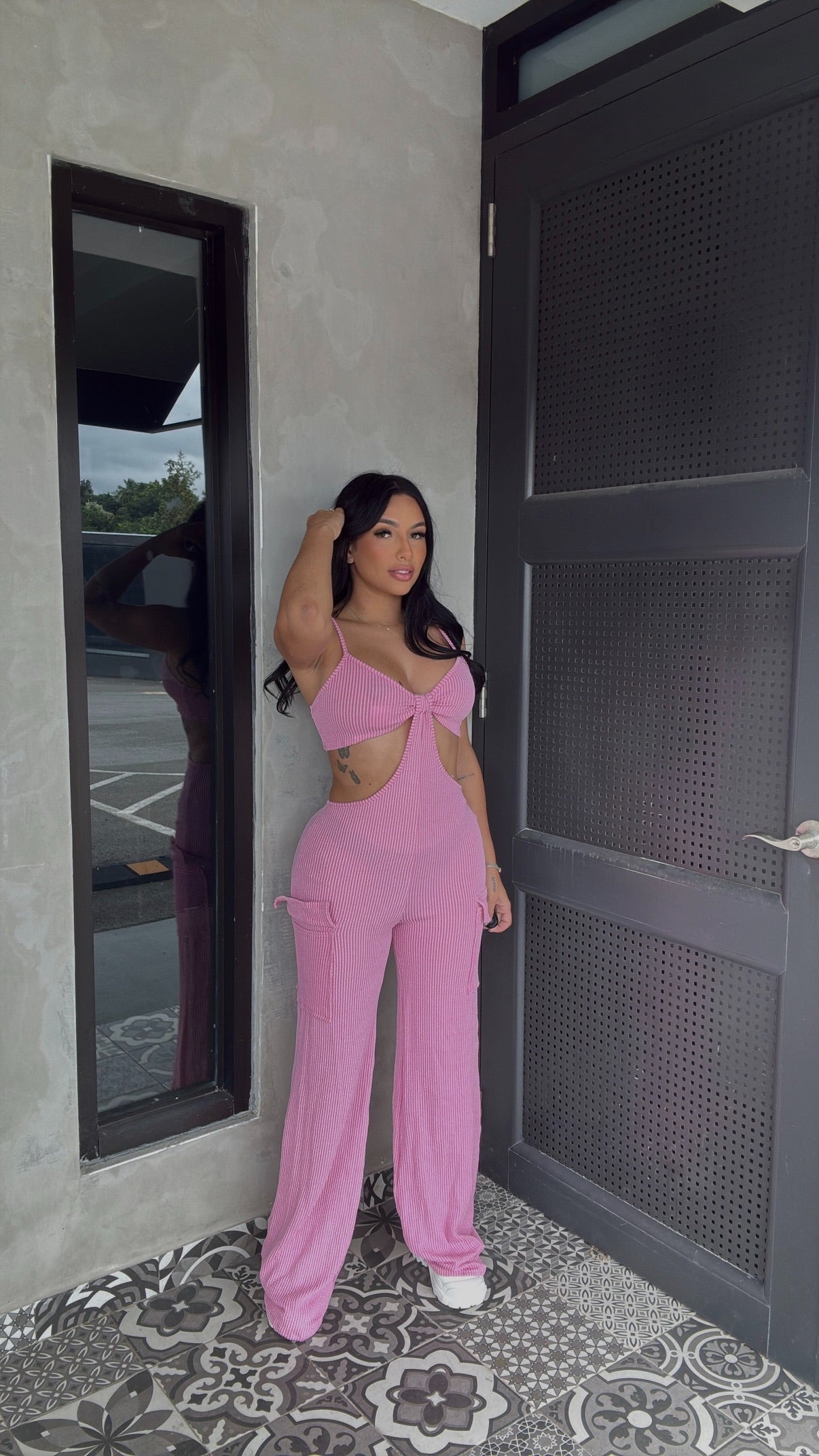 PINK CARGO JUMPSUIT