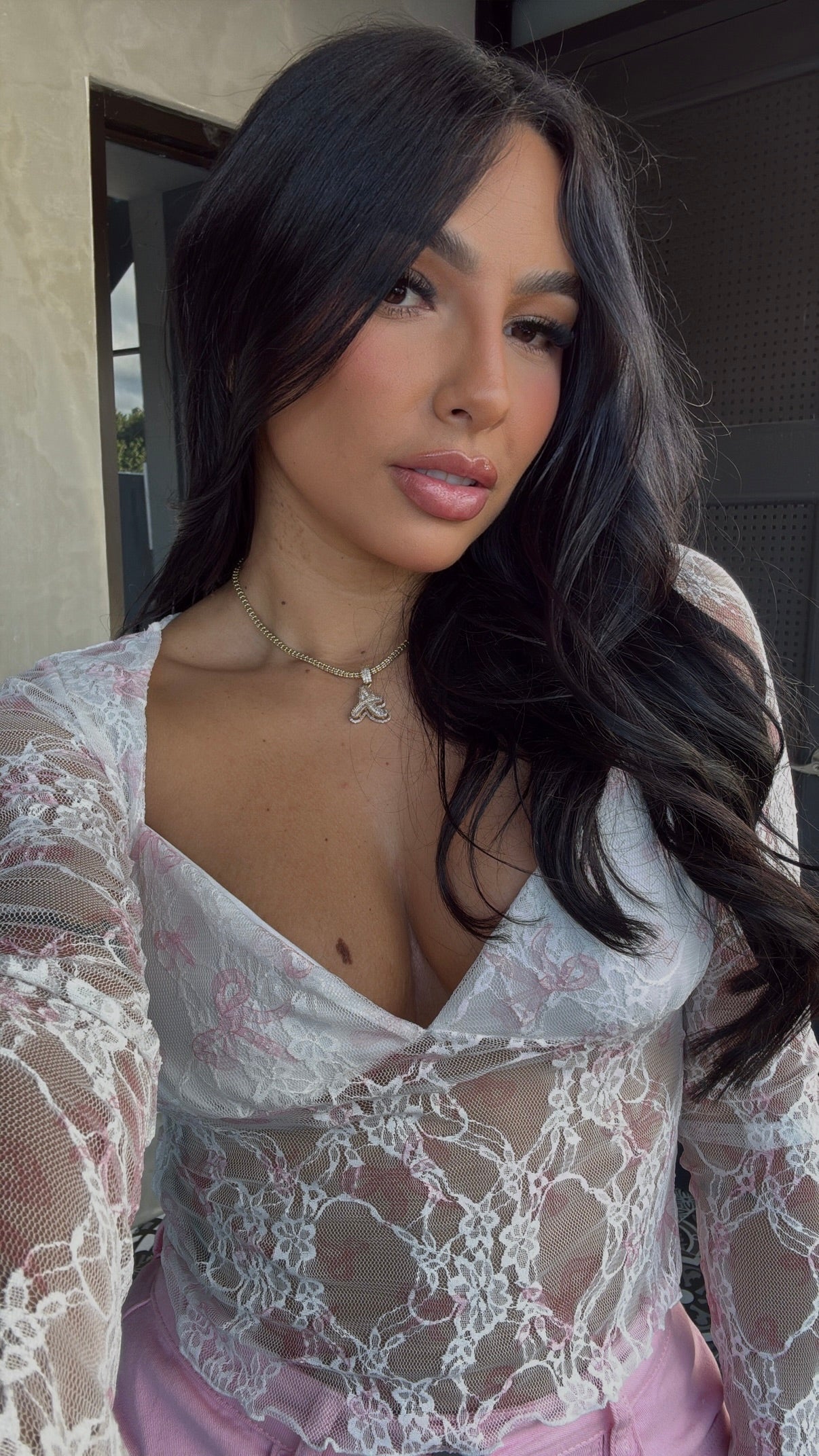 COQUETTE LONG SLEEVE MESH TOP