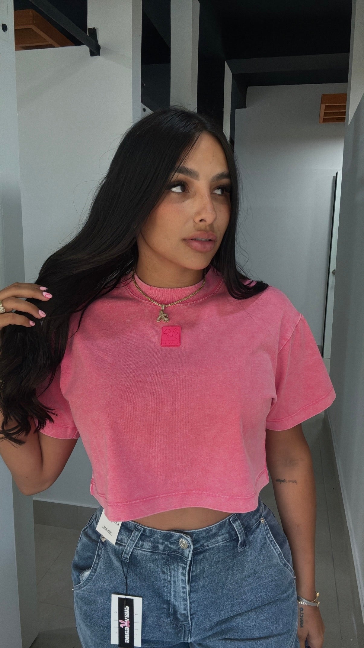 GBG PINK CROP TOP
