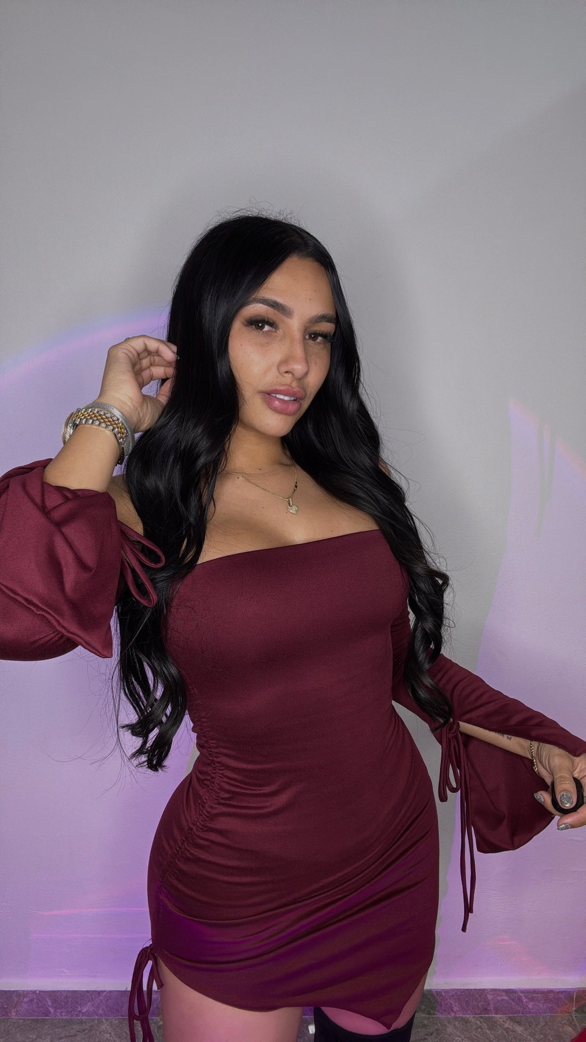 BURGUNDY MINI DRESS