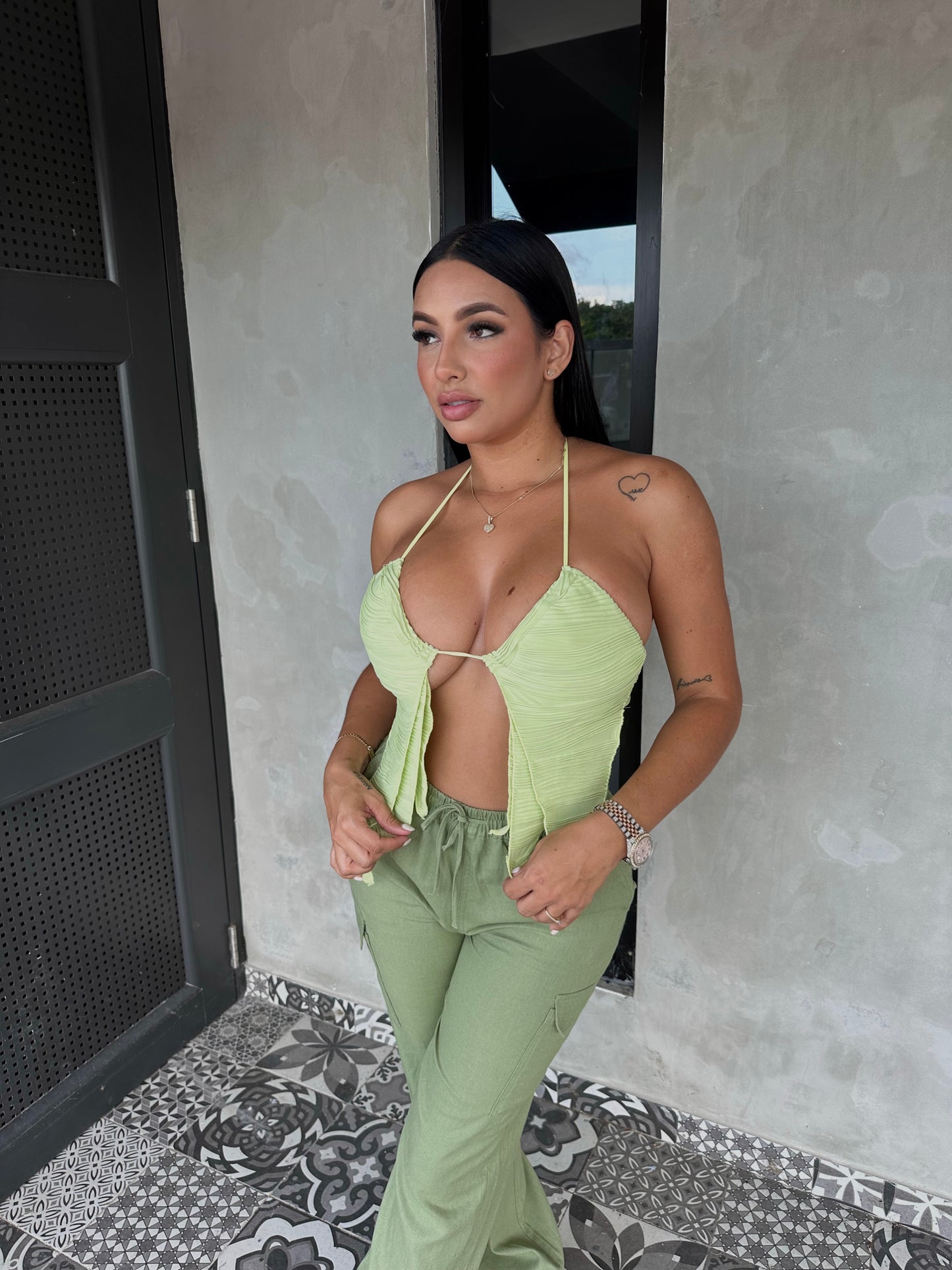 LIME HALTER TOP