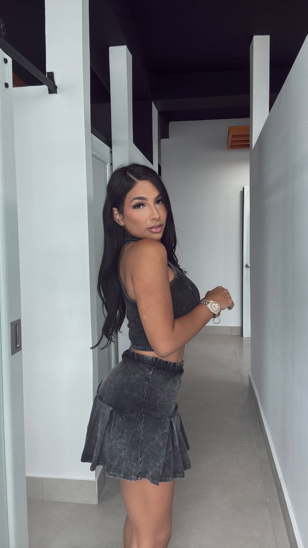 BLACK MINERAL SKIRT SET