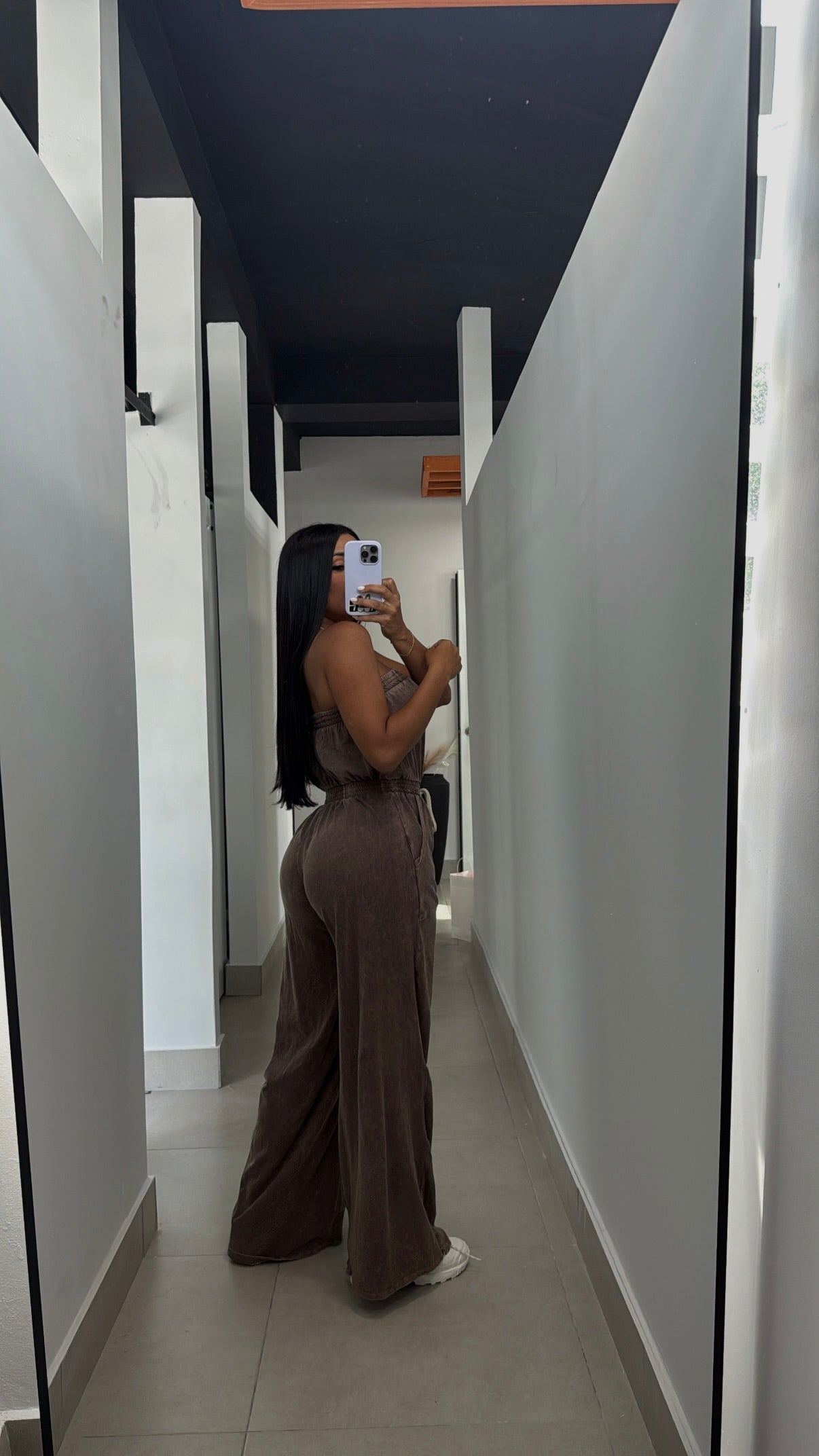 BROWN WASHED JUMPSUIT