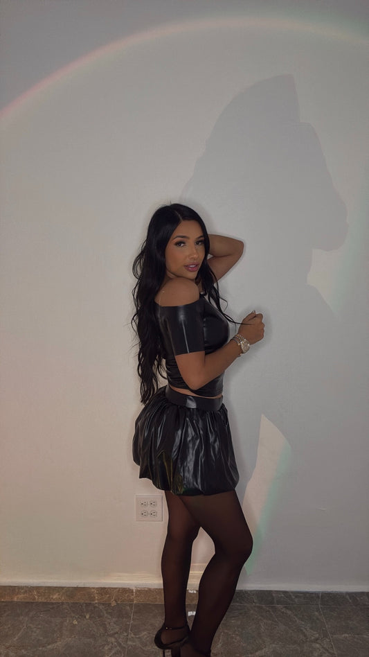 ALLWAYS BLACK LEATHER SET W. BUBBLE SKIRT