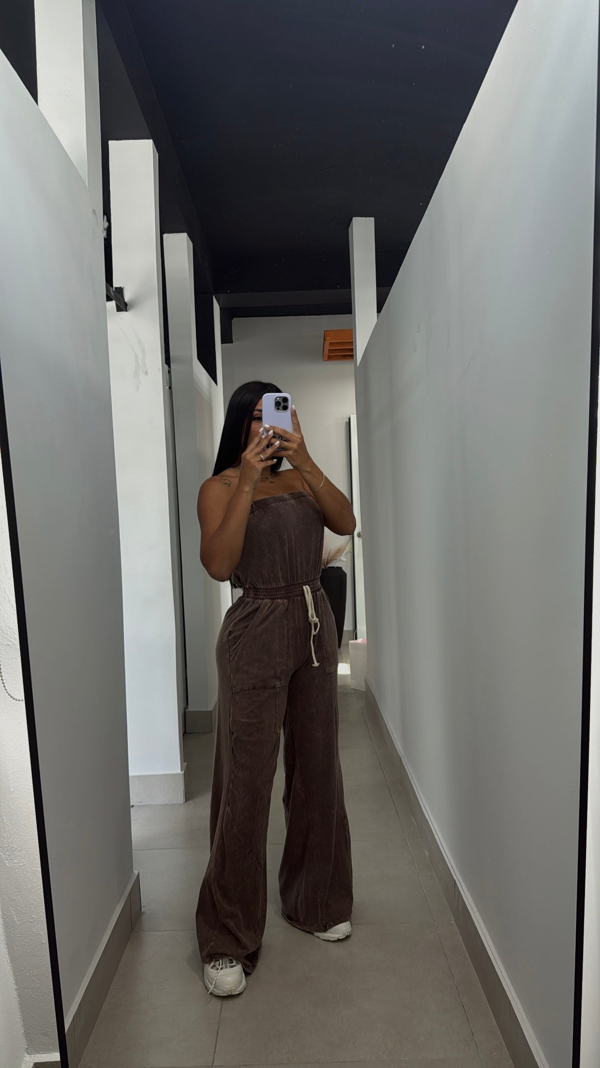 BROWN WASHED JUMPSUIT