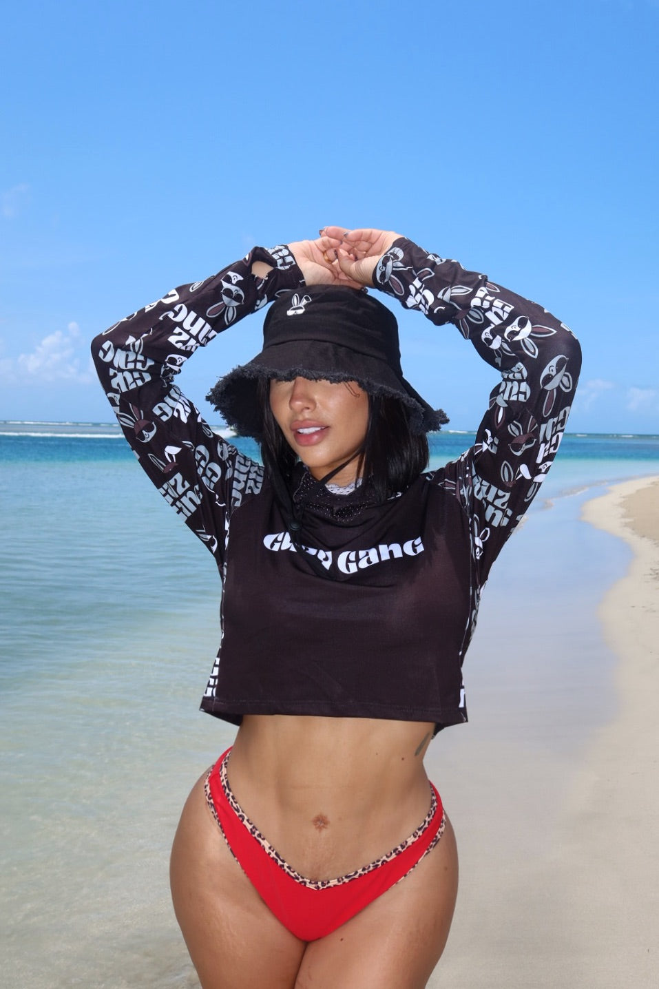 RASHGUARD - negra Full Print (Con Facemask)