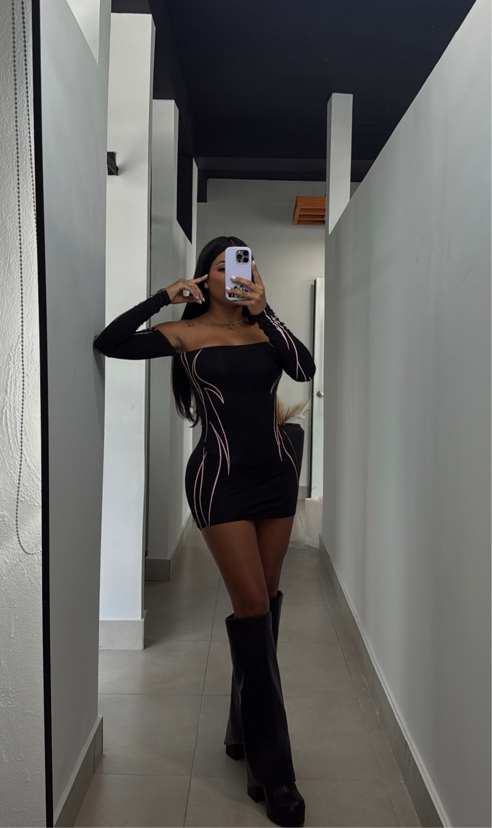BLACK W. PINK MINI DRESS