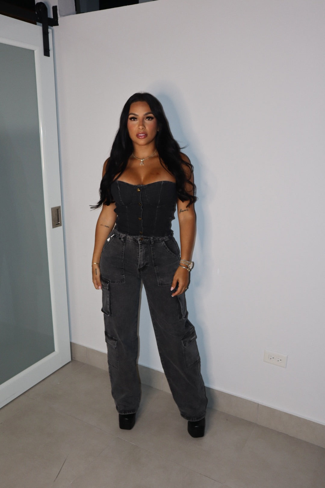 BLACK DENIM TUBE