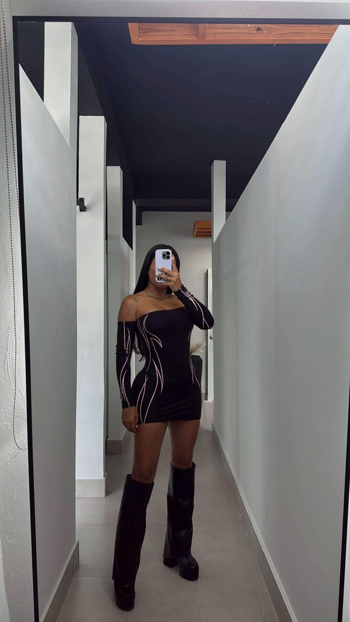 BLACK W. PINK MINI DRESS