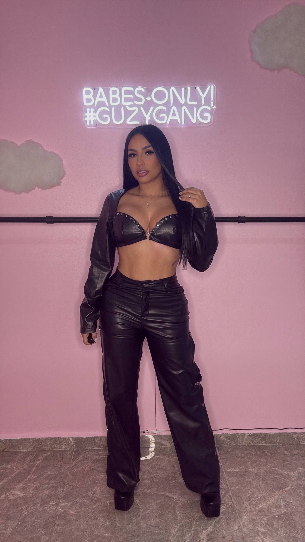 LONG SLEEVE LEATHER TOP