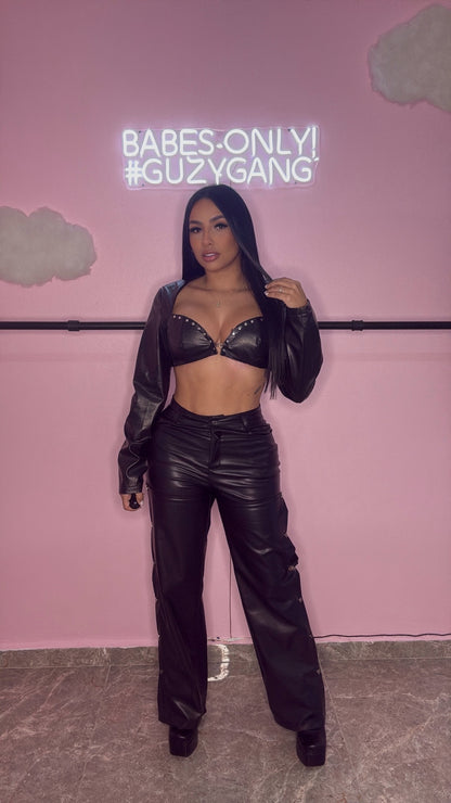 LONG SLEEVE LEATHER TOP
