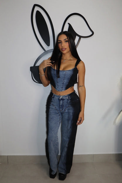 BLACK AND DENIM SET