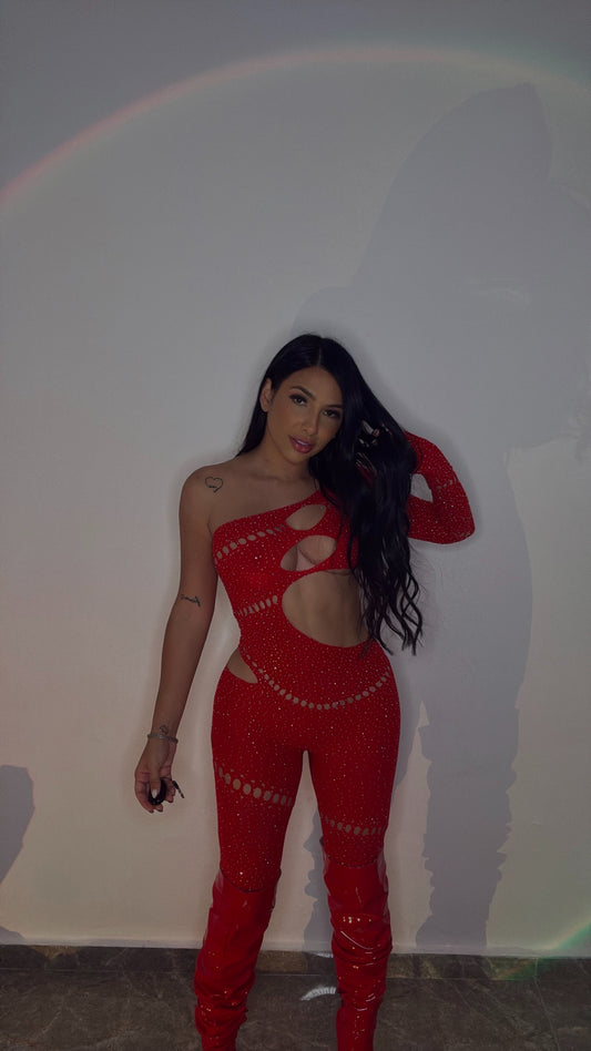 DIAMONDS RED JUMPSUIT