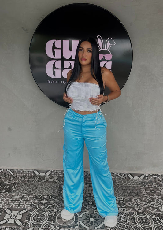 AQUA SATIN PANT