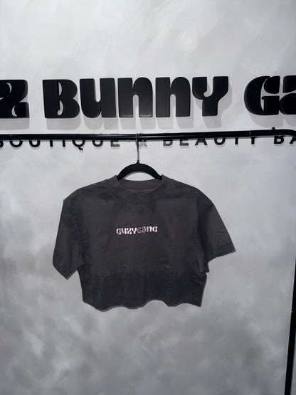 GUZYGANG CROP TOPS 🐰 (gray with pink logo)