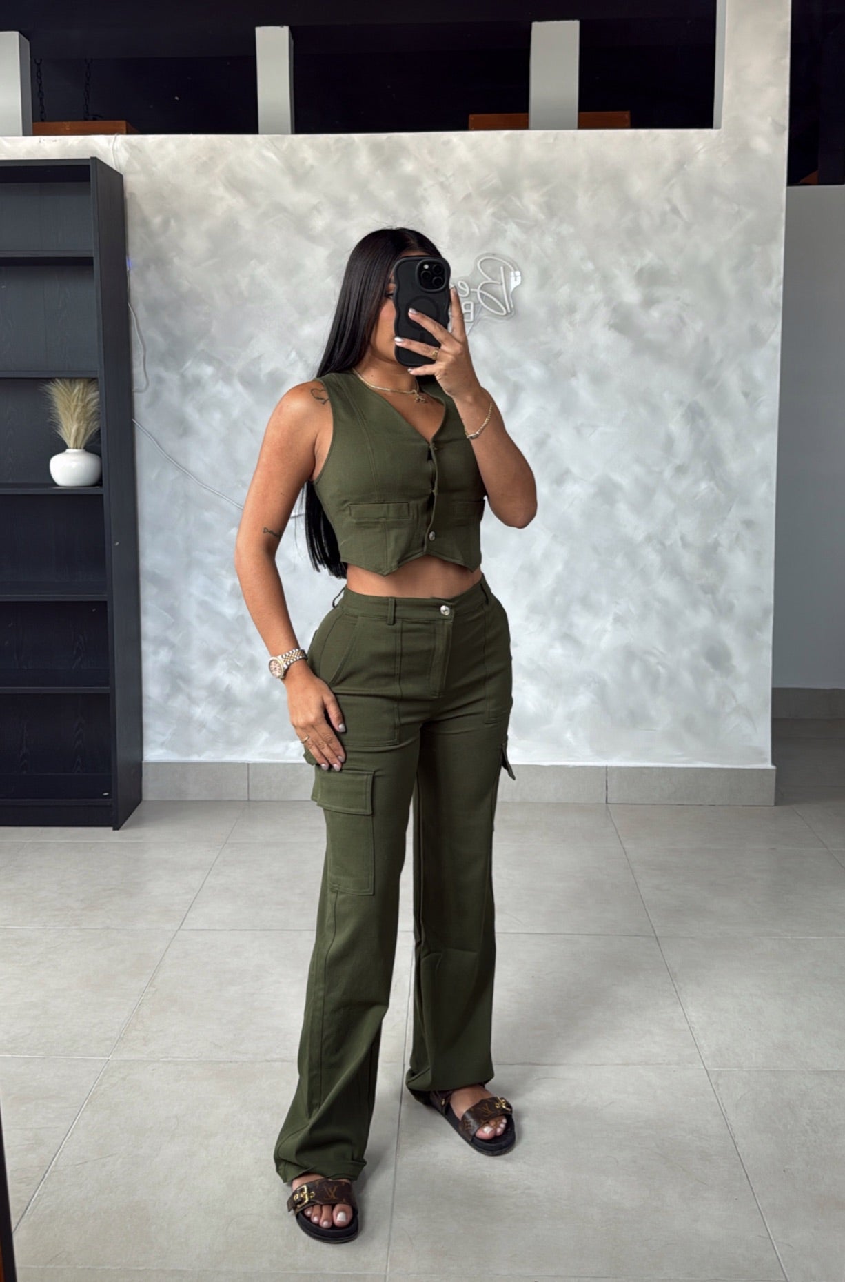 PERFECT OLIVE DENIM SET