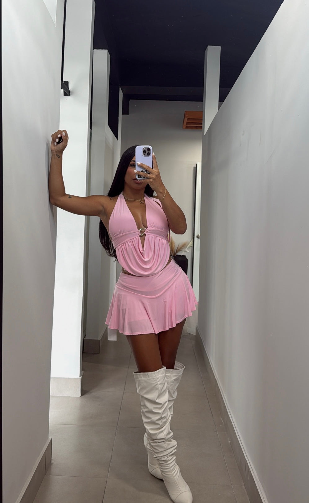 BABY PINK SKIRT SET