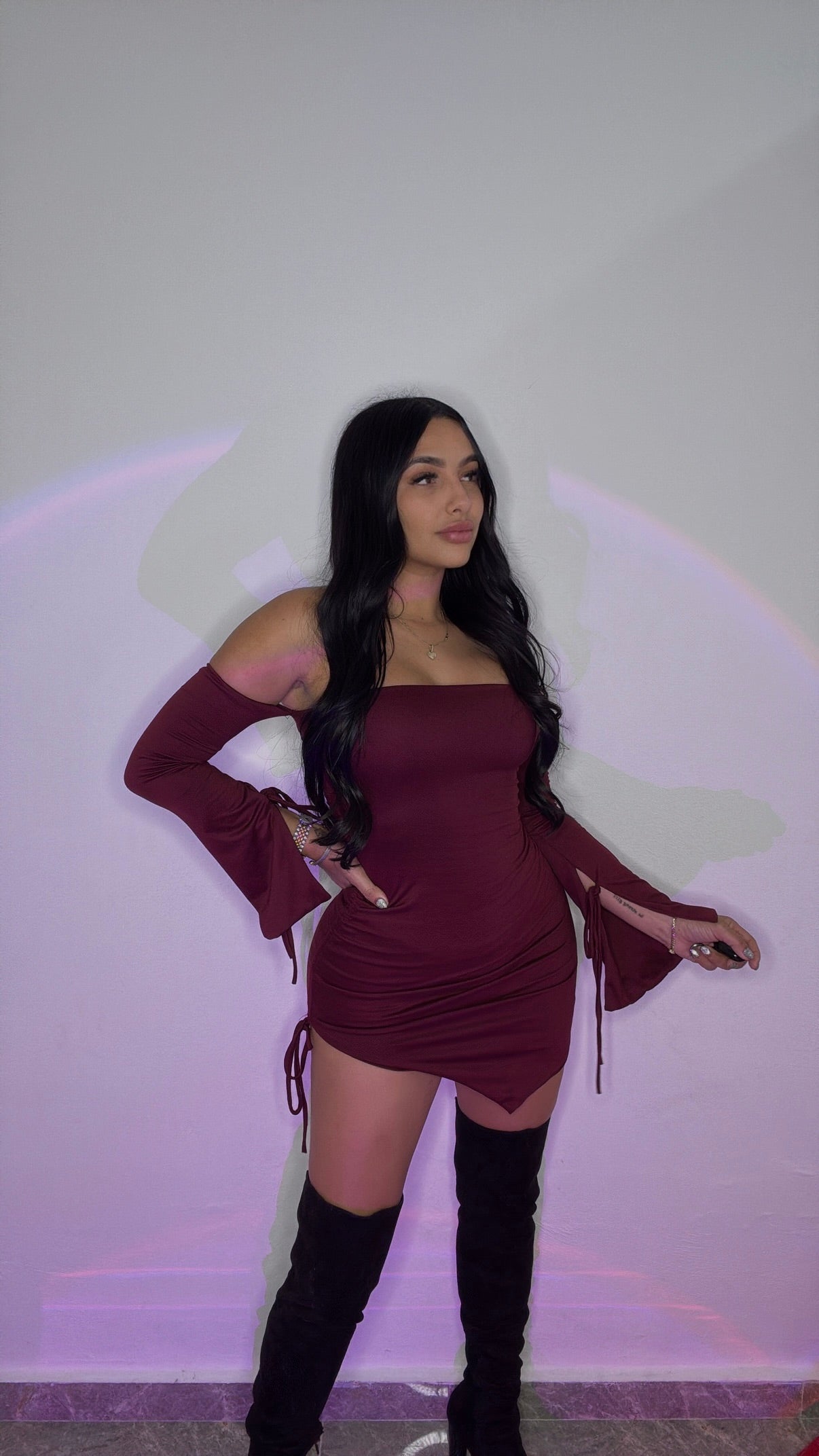BURGUNDY MINI DRESS