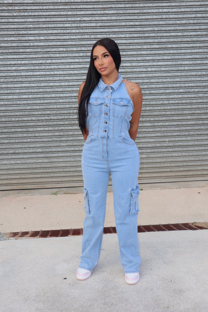 LIGHT DENIM JUMPSUIT