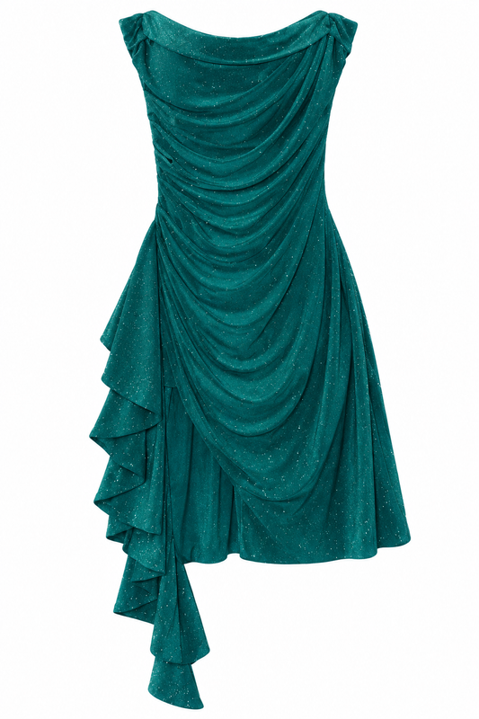 SHINNY GREEN MINI DRESS (STRETCH)