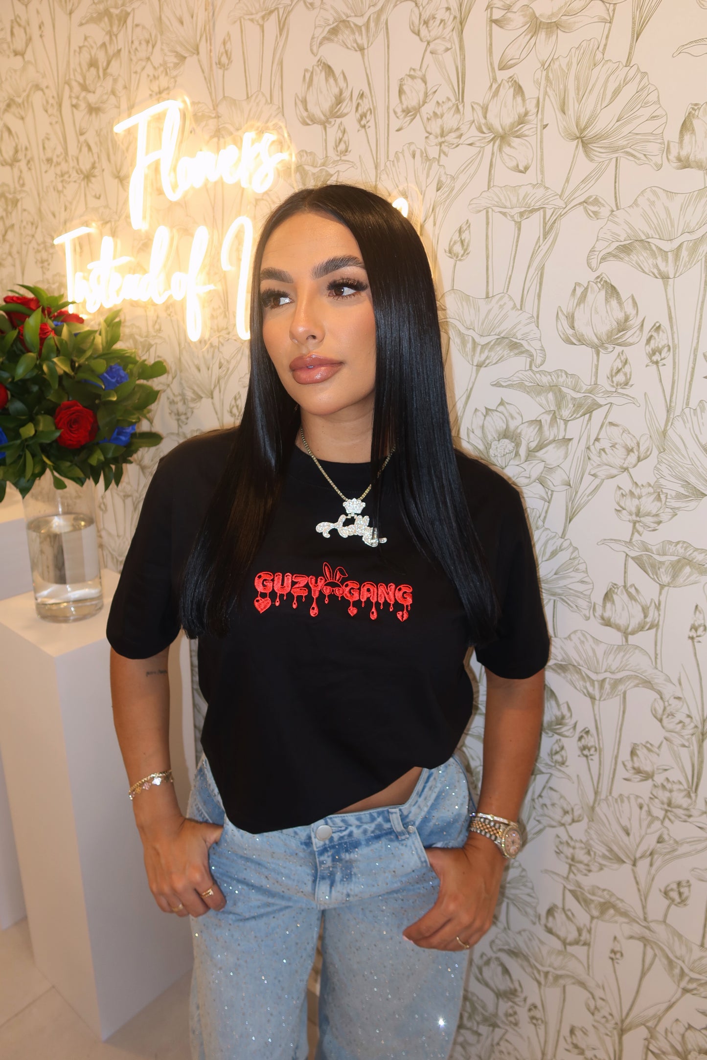 SV DRIP COLL. LONG CROP TOP (BLACK)