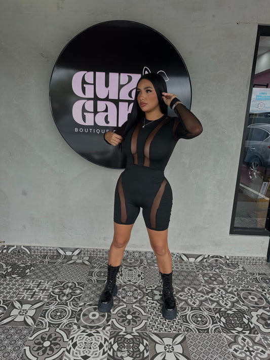 BLACK MESH ROMPER