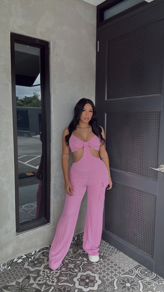 PINK CARGO JUMPSUIT