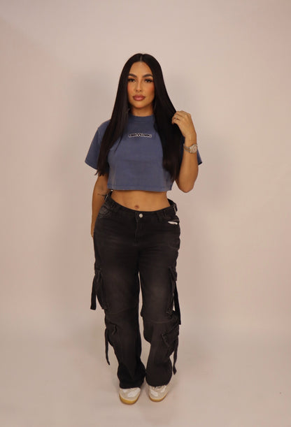 GUZYGANG NAVY BLUE CROPTOP