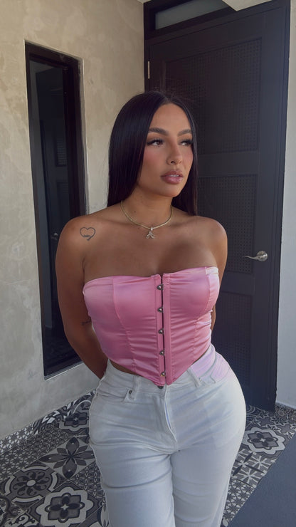 PINK SATIN CORSET