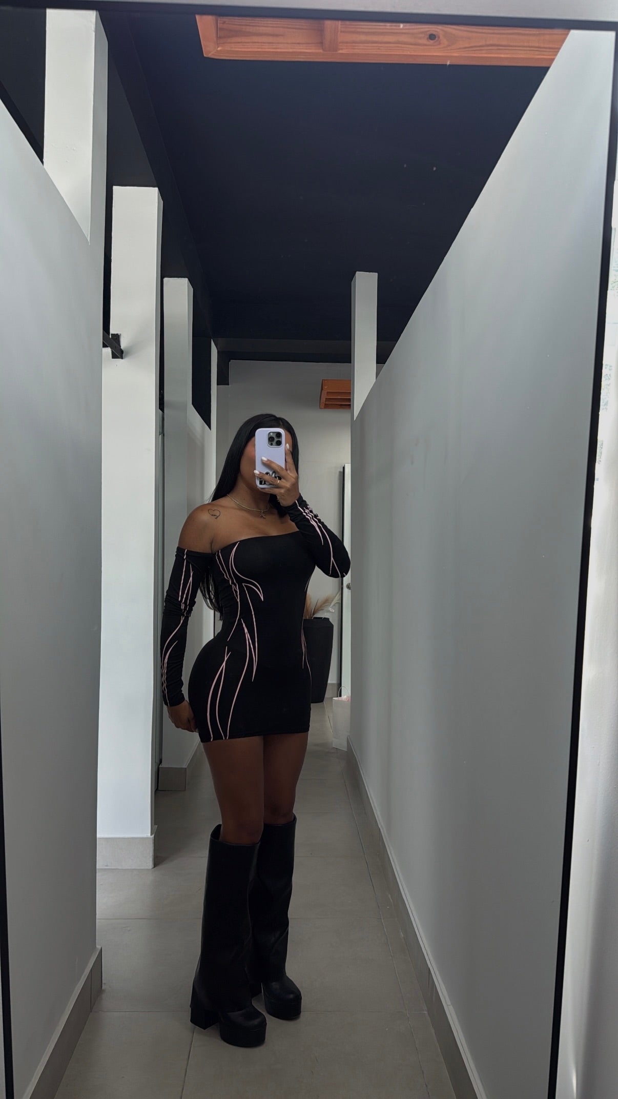 BLACK W. PINK MINI DRESS