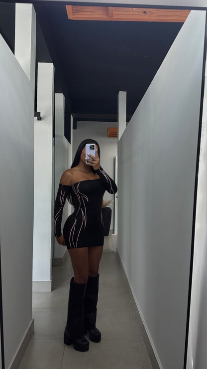 BLACK W. PINK MINI DRESS