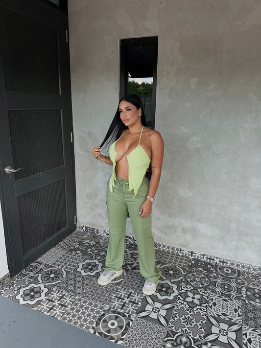 LIME HALTER TOP