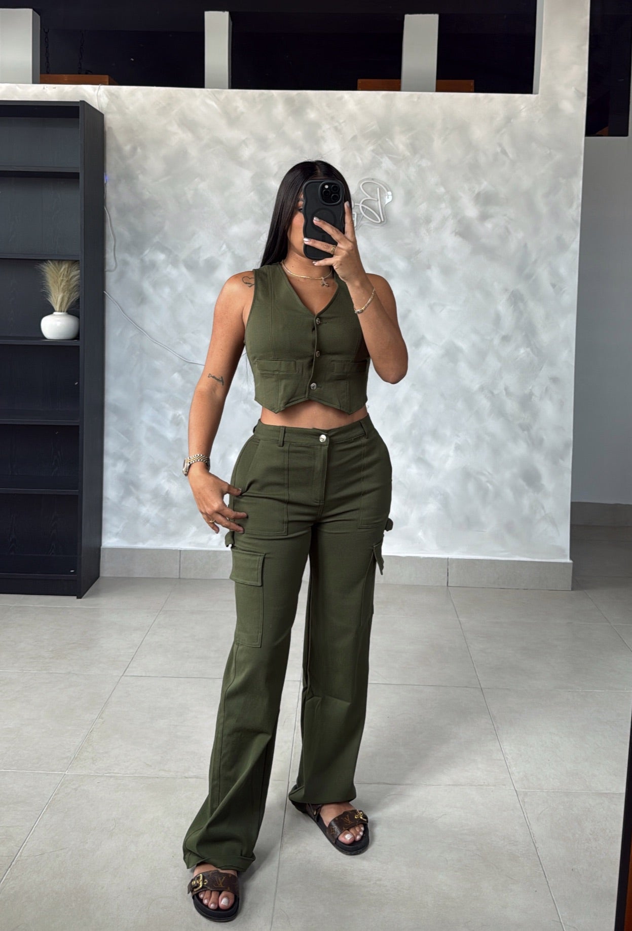 PERFECT OLIVE DENIM SET